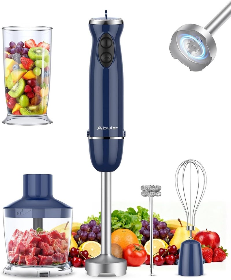 Abuler Immersion Blender Handheld 5 in 1 Hand Blender, 1000W Hand Mixer Stick, BPA-Free 12 Speed Handheld Blender 304 Stainless, Beaker, Chopper, Whisk and Milk Frother, Soup, Smoothies, Baby Food, Sauce - Image 1